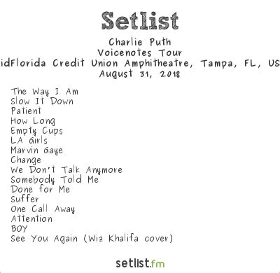 charlie puth tour setlist